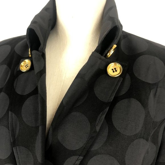 Cynthia Rowley Women's Size Med Black Polka Dot Button Front Coat Jacket Belted - Picture 5 of 9